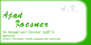 ajad kocsner business card